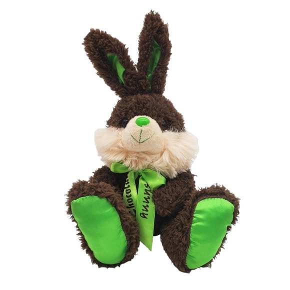 Dan Dee Chocolate Bunny Rabbit Stuffed Animal Plush Easter No Scent Green‎ 7" - Picture 1 of 6